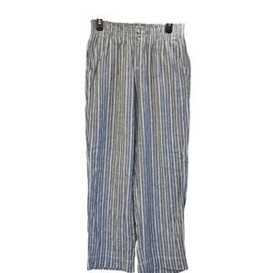 Briggs Womens M Soft Black /White Linen Blend Pullon On Pockets Pants Casual